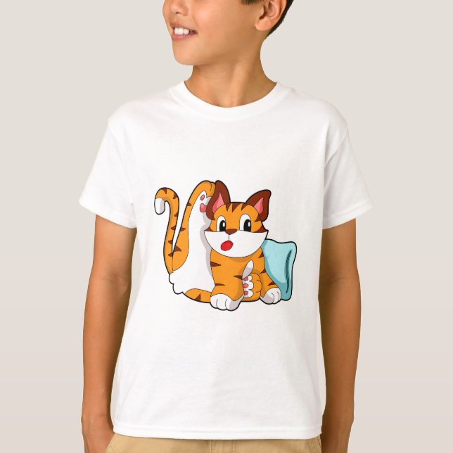 Tiger cat with Pillow T-Shirt (Front)