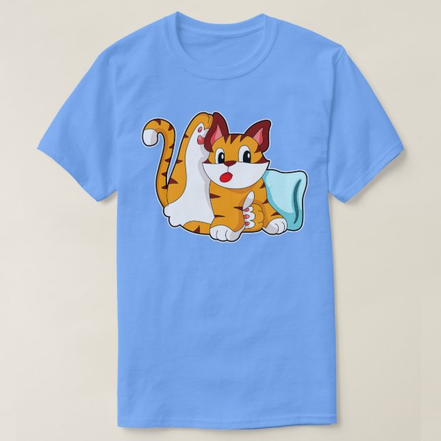Tiger cat with Pillow T-Shirt (Design Front)