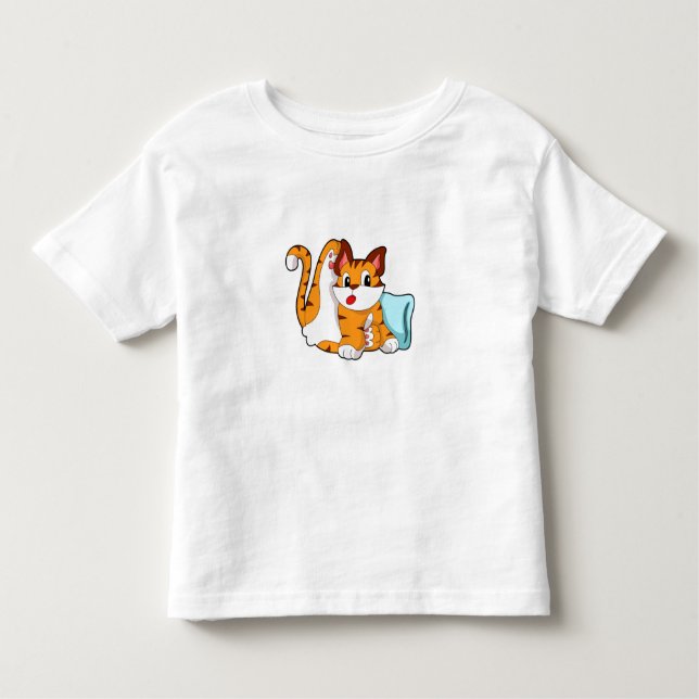 Tiger cat with Pillow Toddler T-Shirt (Front)