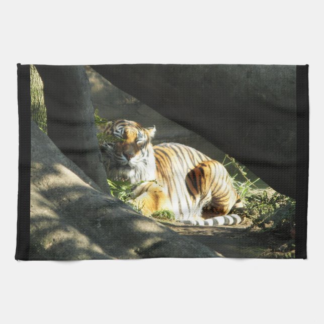 Tiger Catnap Tea Towel (Horizontal)