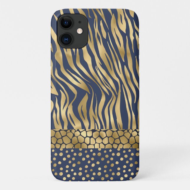 Tiger Chic Gold Chic Stylish Case-Mate iPhone Case (Back)