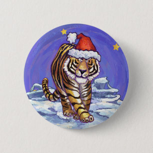 Tiger Christmas 6 Cm Round Badge