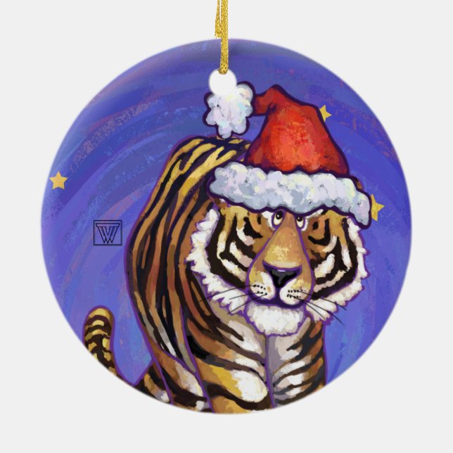 Tiger Christmas Ceramic Tree Decoration (Back)