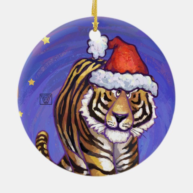 Tiger Christmas Ceramic Tree Decoration (Back)
