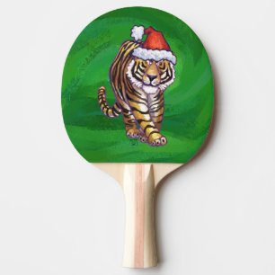 Tiger Christmas On Green Ping Pong Paddle