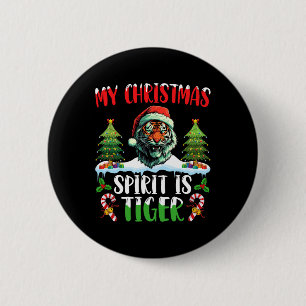 Tiger Christmas Santa Hat Xmas My Christmas Spirit 6 Cm Round Badge