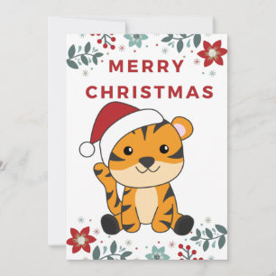 Tiger Christmas Snow Winter Animals Tiger Holiday Card