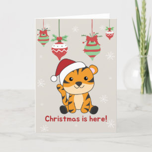 Tiger Christmas Snow Winter Animals Tiger Holiday Card