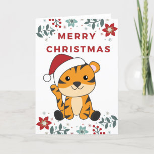 Tiger Christmas Snow Winter Animals Tiger Holiday  Card
