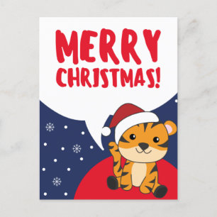 Tiger Christmas Snow Winter Animals Tiger Holiday Postcard