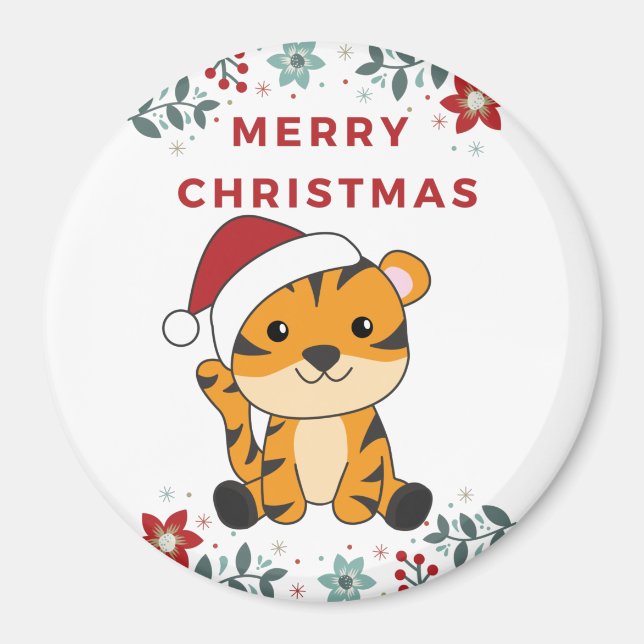 Tiger Christmas Snow Winter Animals Tiger Magnet (Front)