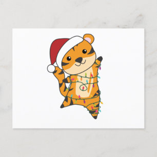 Tiger Christmas Snow Winter Animals Tiger Postcard