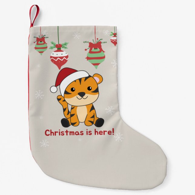 Tiger Christmas Snow Winter Animals Tiger Small Ch Stocking (Front)