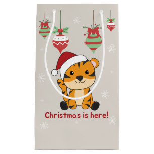 Tiger Christmas Snow Winter Animals Tiger Small Gi Gift Bag