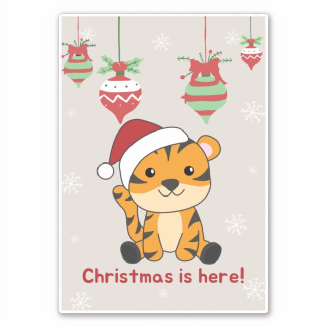 Tiger Christmas Snow Winter Animals Tiger Sticker (Front)