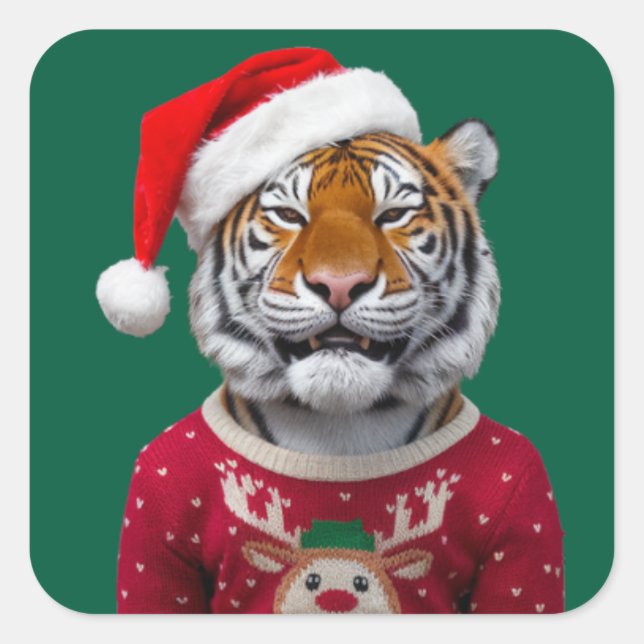 Tiger Christmas Sticker (Front)