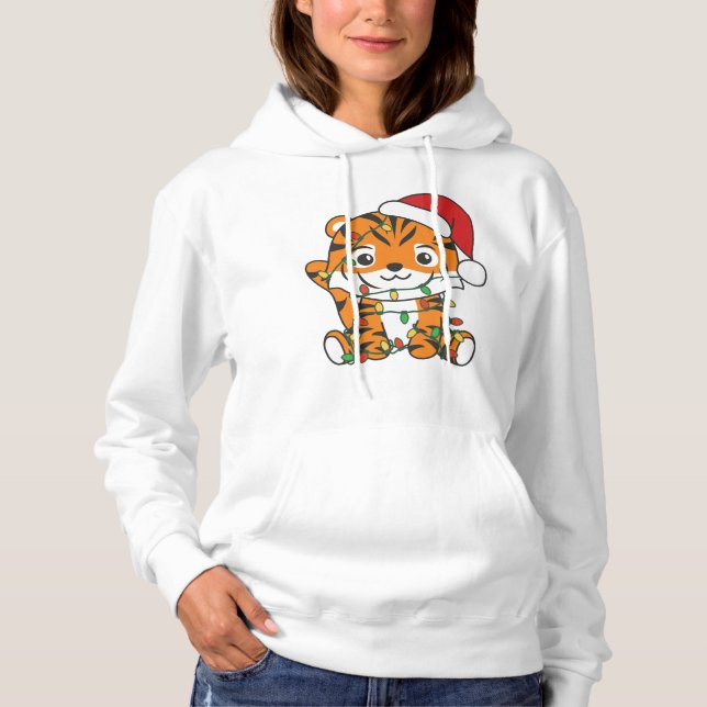Tiger Christmas Winter Animals Holiday Tigers Hoodie (Front)