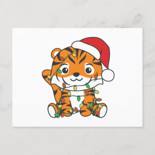 Tiger Christmas Winter Animals Holiday Tigers Postcard