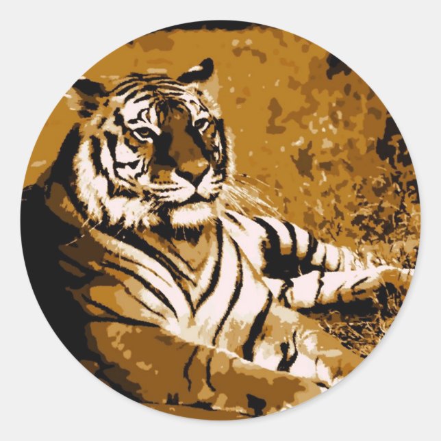 Tiger Classic Round Sticker (Front)