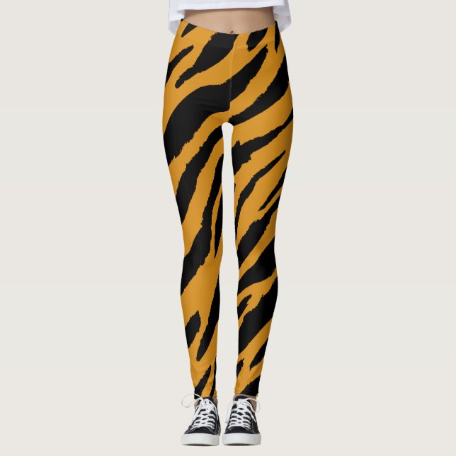 Tiger Colour Pattern Animals Lover  Leggings (Front)