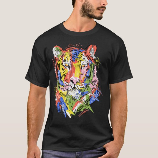 Tiger colourful animal art animal lovers tiger_1 T-Shirt (Front)