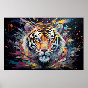 Tiger Colourful Animal Enchanting Poster