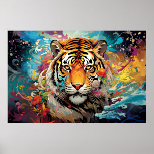 Tiger Colourful Animal Enchanting Poster