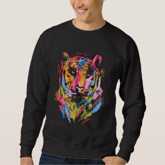 Tiger Colourful Art Animal Lover Animal Sweatshirt