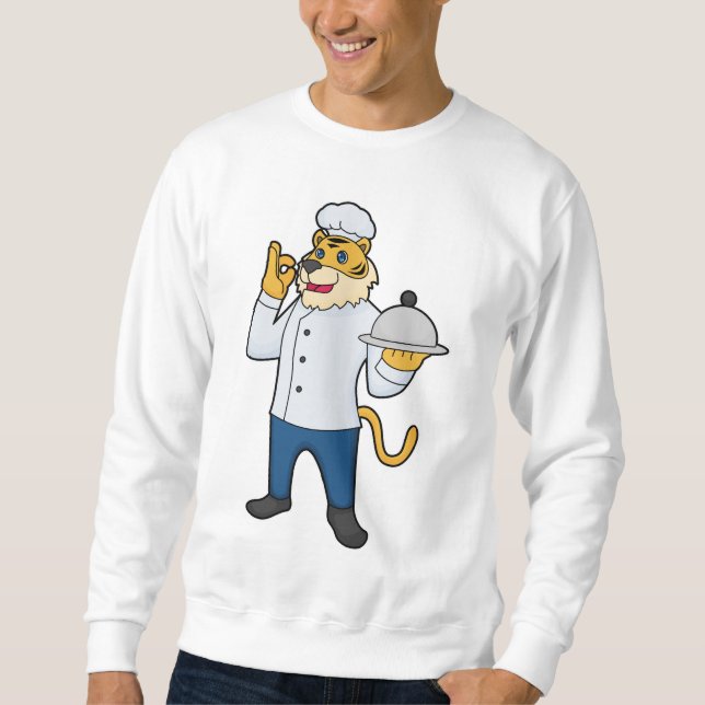 Tiger Cook Chef hat Platter Sweatshirt (Front)