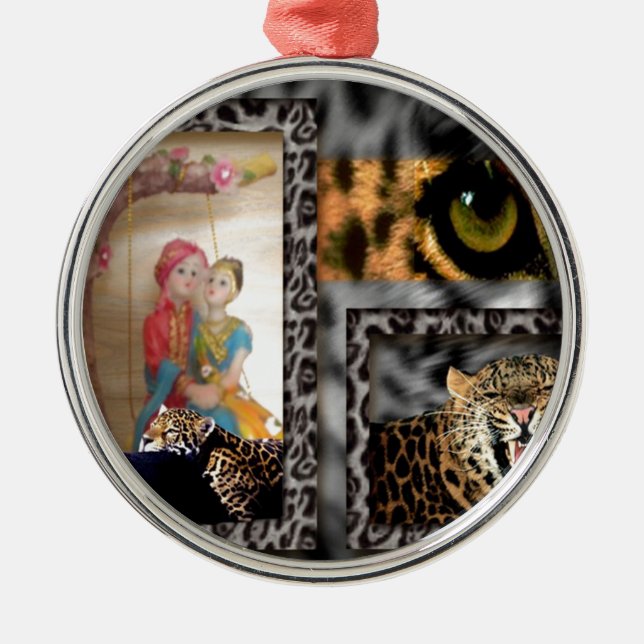 Tiger & Couple Art Print Metal Tree Decoration (Front)