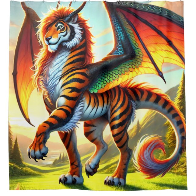 Tiger Creature Shower Curtain (Front)