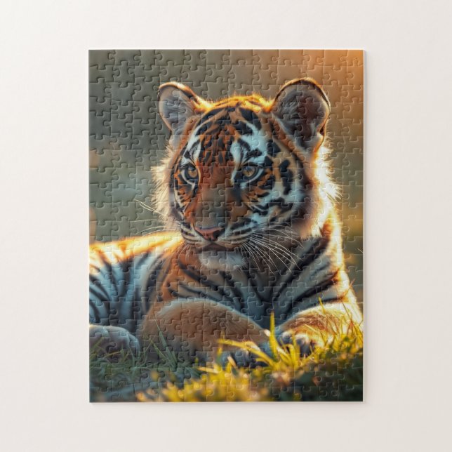 Tiger Cub in the sunrise Jigsaw Puzzle (Vertical)
