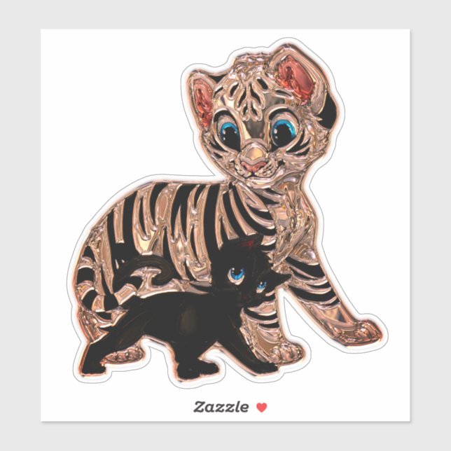 Tiger cub kitten cat cute metallic look cartoon  (Sheet)