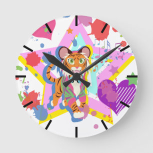 Tiger Cub Round Clock