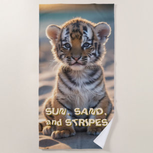 Tiger Cub "SUN, SAND, AND STRIPES" Beach Towel