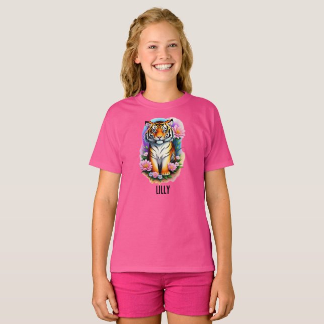 Tiger Cub with Flowers T-Shirt (Front Full)