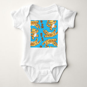 Tiger Cubs Cartoon: Funny Seamless. Baby Bodysuit
