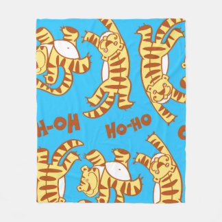 Tiger Cubs Cartoon: Funny Seamless. Fleece Blanket