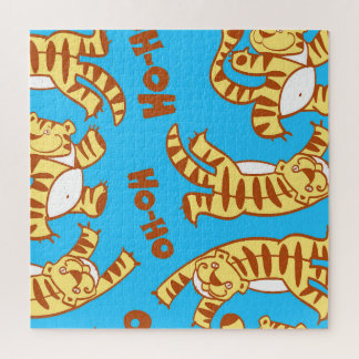 Tiger Cubs Cartoon: Funny Seamless. Jigsaw Puzzle