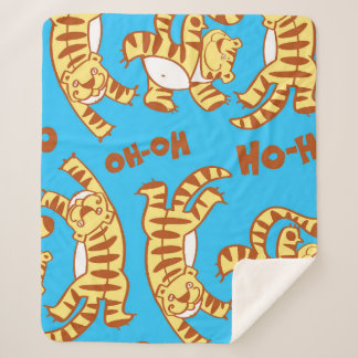 Tiger Cubs Cartoon: Funny Seamless. Sherpa Blanket