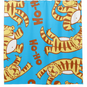Tiger Cubs Cartoon: Funny Seamless. Shower Curtain