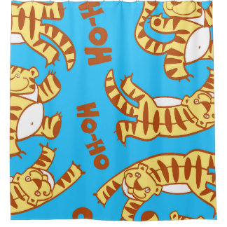 Tiger Cubs Cartoon: Funny Seamless. Shower Curtain