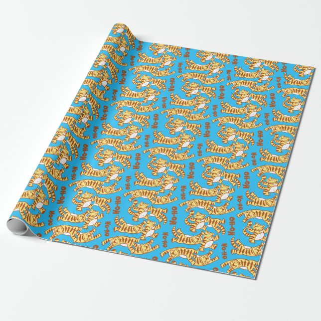 Tiger Cubs Cartoon: Funny Seamless. Wrapping Paper (Unrolled)