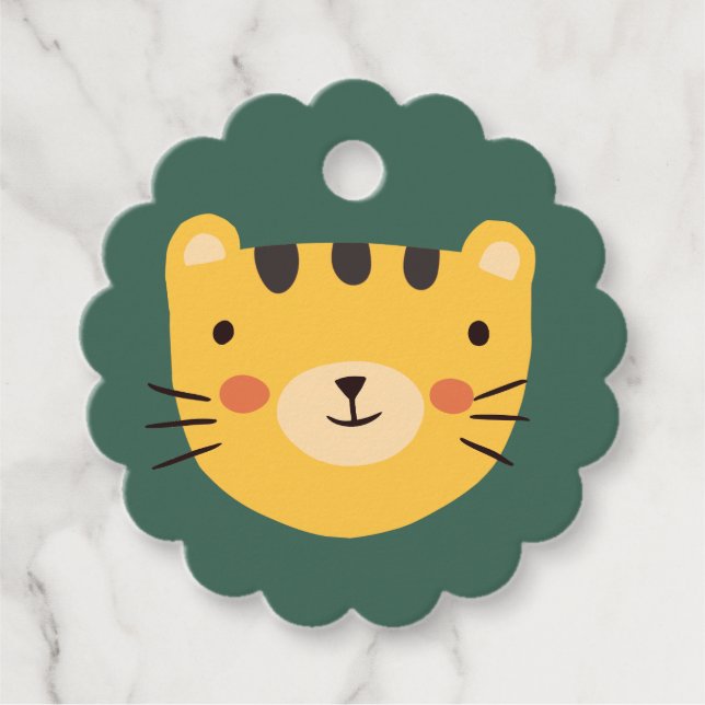 Tiger Cute Birthday Gift   Favour Tags (Front)