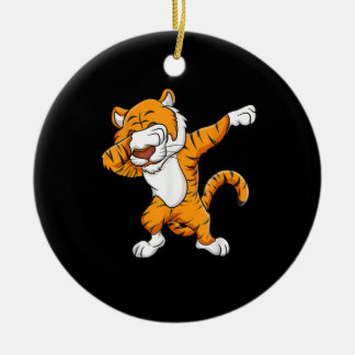 Tiger | Dabbing Tiger Squad Football Mascot Funny Ceramic Tree Decoration