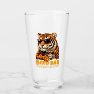 Tiger Dad Funny Fathers Day Daddy Tigers Lovers Glass
