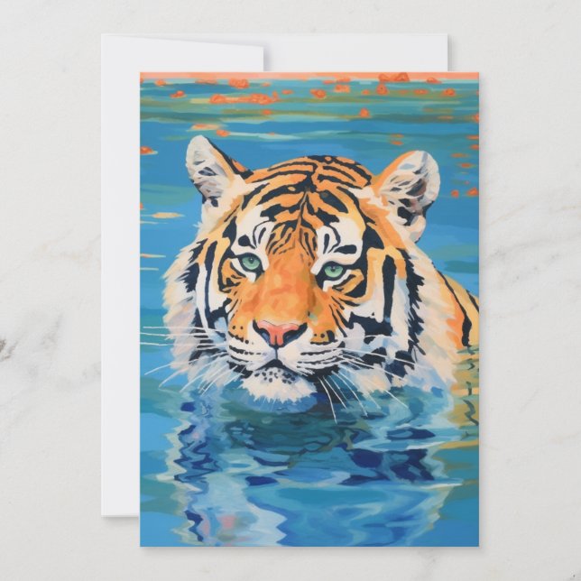 Tiger design, painted, art colourful invitation (Front)