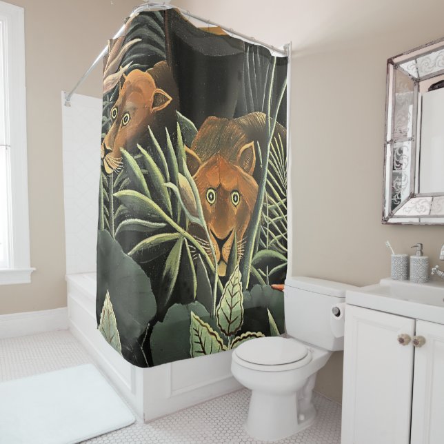 “Tiger - Detail from The Dream” by Henri Rousseau Shower Curtain (In Situ)