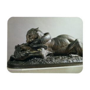 Tiger devouring an alligator, 1832 (bronze) magnet