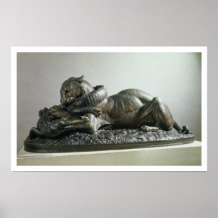 Tiger devouring an alligator, 1832 (bronze) poster
